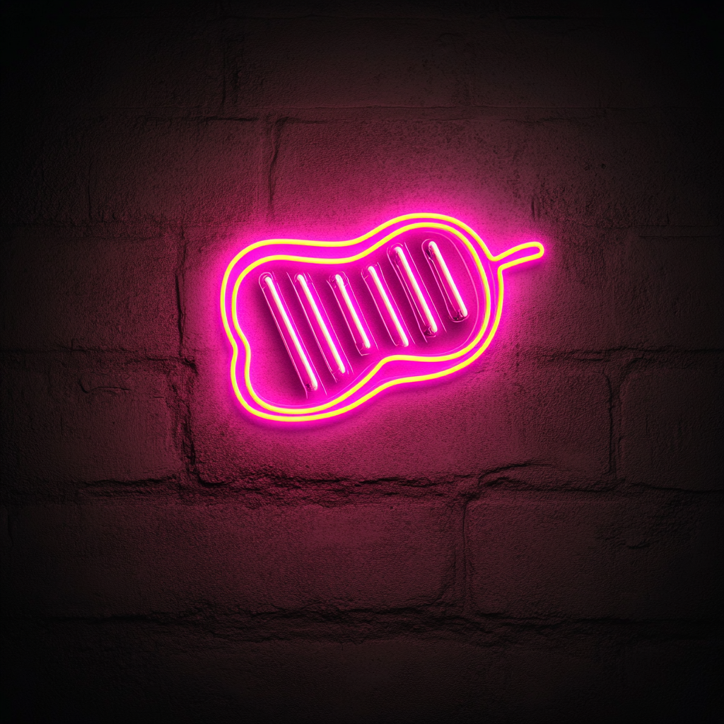 Steak on Grill - Pink Neon Sign, 24 Inches