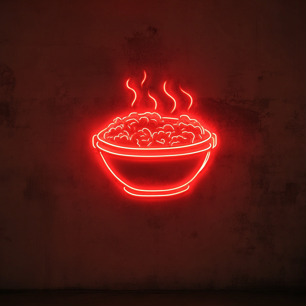 Steaming Dim Sum Basket - Red Neon Sign, 24 Inches