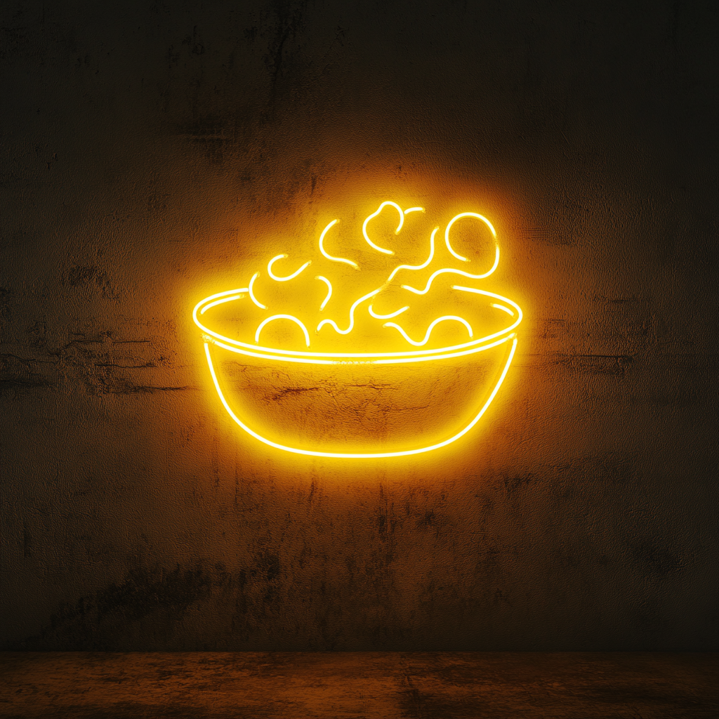 Steaming Dim Sum Basket - Yellow Neon Sign, 24 Inches
