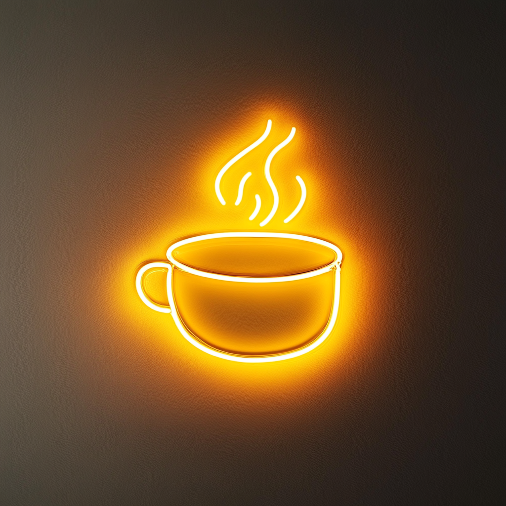 Steaming Pot - Yellow Neon Sign, 18 Inches