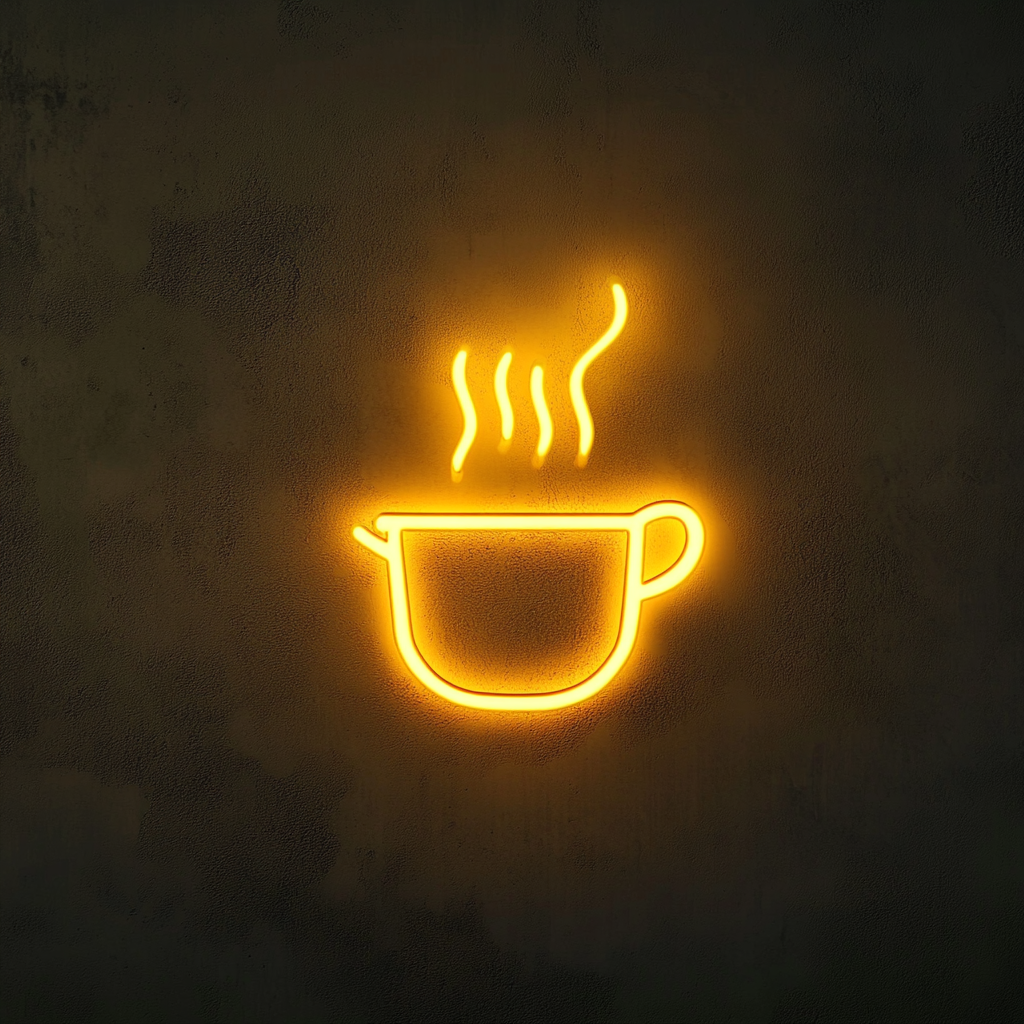 Steaming Pot - Yellow Neon Sign, 18 Inches