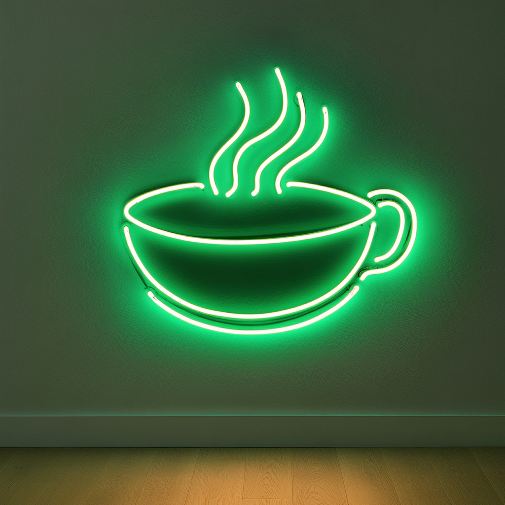 Steaming Soup Bowl - Green Neon Sign, 18 Inches