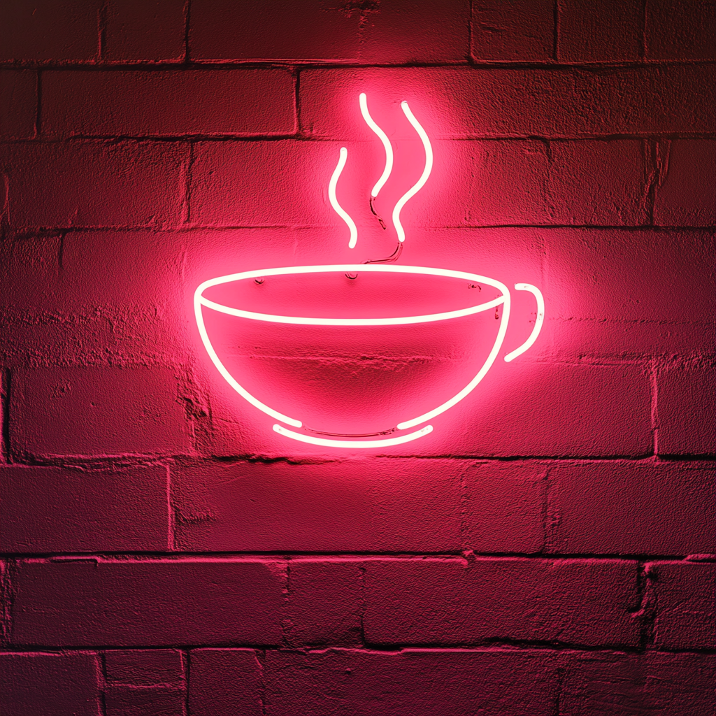 Steaming Soup Bowl - Pink Neon Sign, 18 Inches