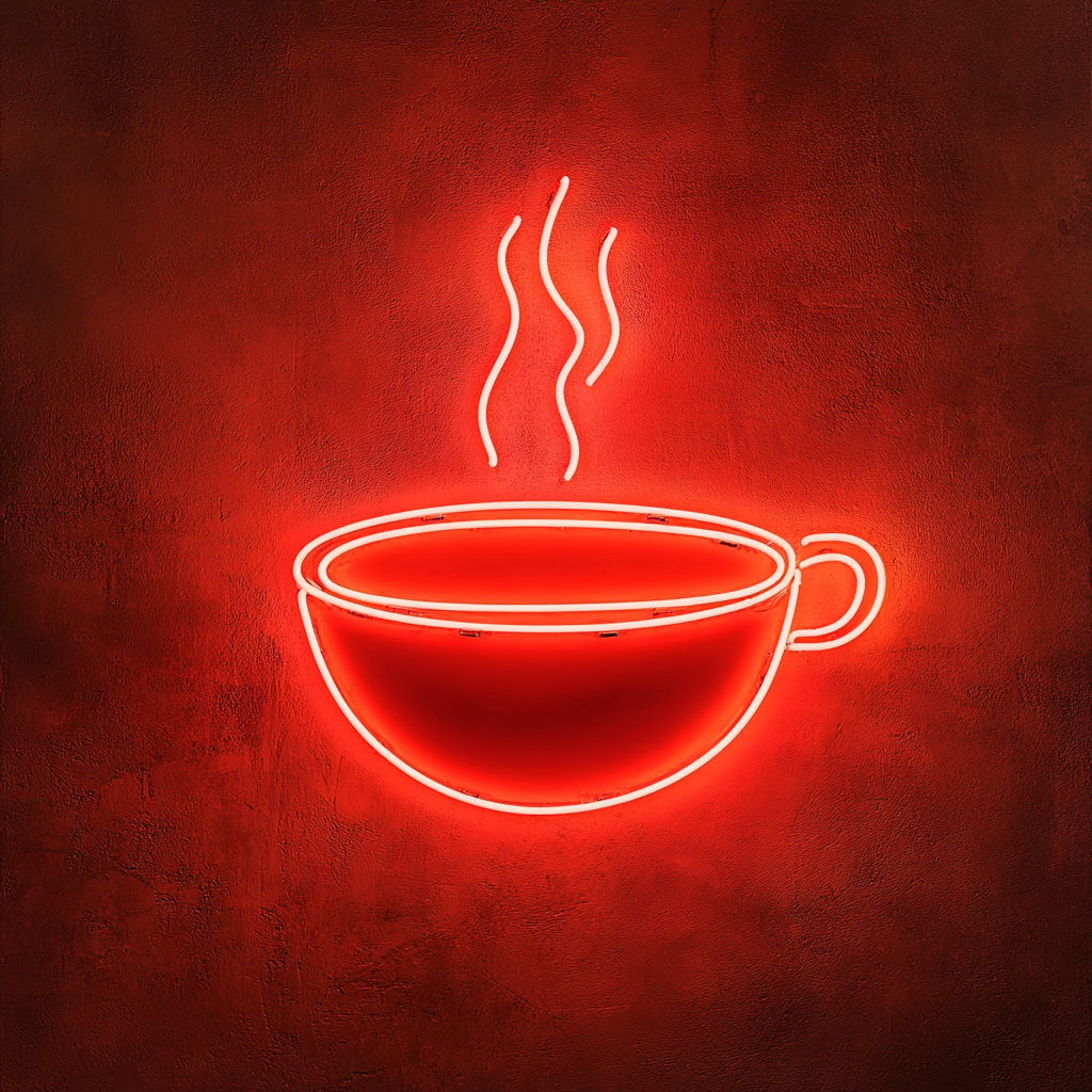 Steaming Soup Bowl - Red Neon Sign, 24 Inches