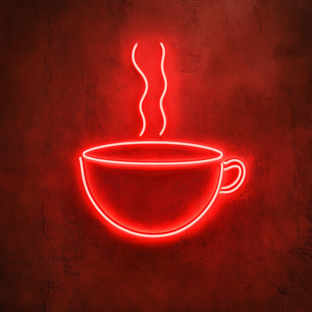 Steaming Soup Bowl - Red Neon Sign, 24 Inches