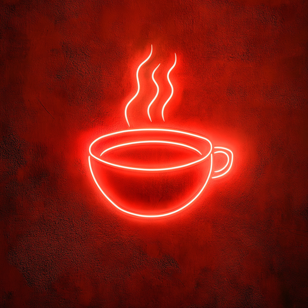 Steaming Soup Bowl - Red Neon Sign, 18 Inches