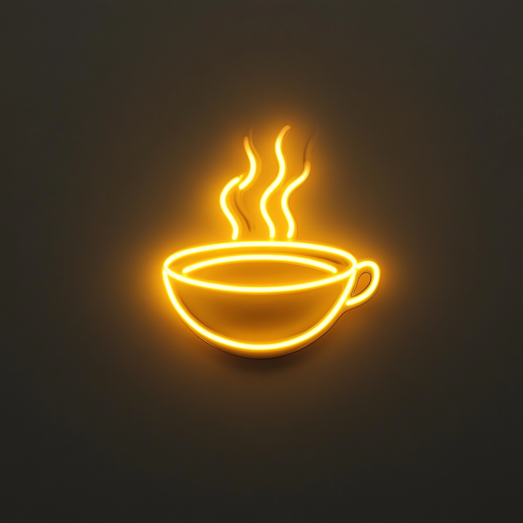 Steaming Soup Bowl - Yellow Neon Sign, 24 Inches