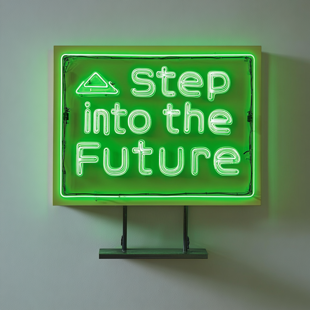 "Step into the Future" - Green Neon Sign, 24 Inches