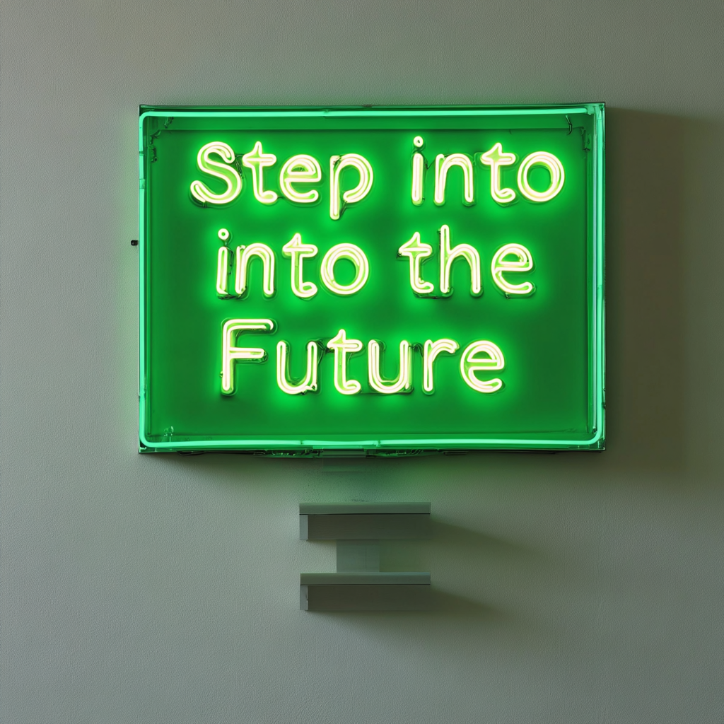 "Step into the Future" - Green Neon Sign, 24 Inches