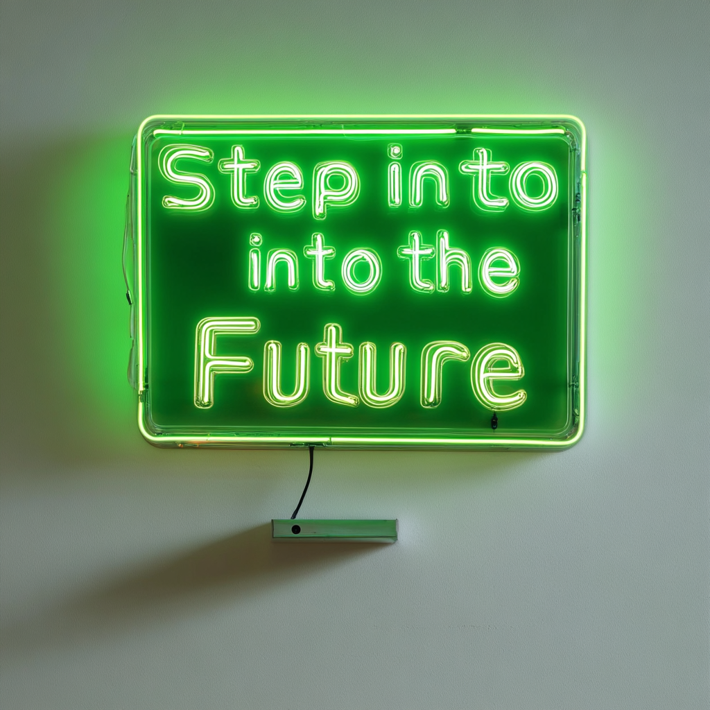"Step into the Future" - Green Neon Sign, 24 Inches