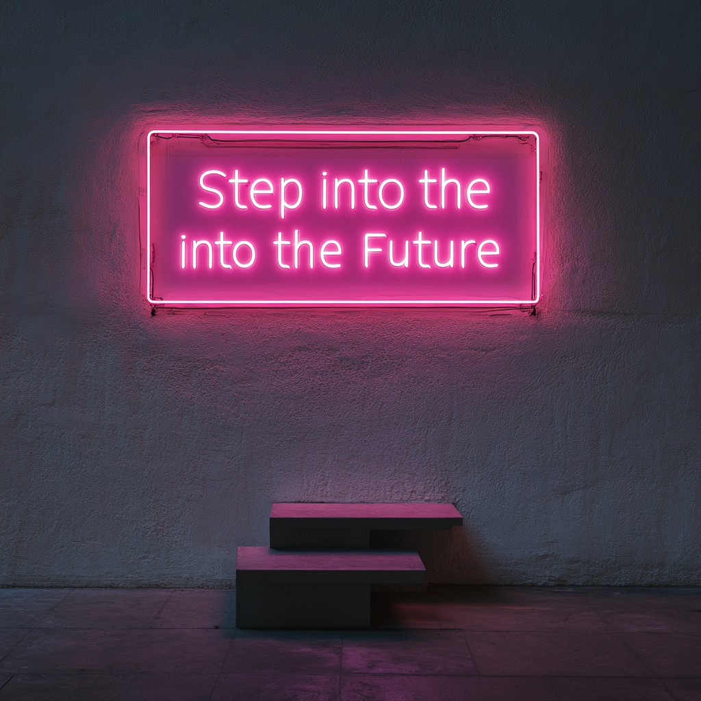 "Step into the Future" - Pink Neon Sign, 24 Inches