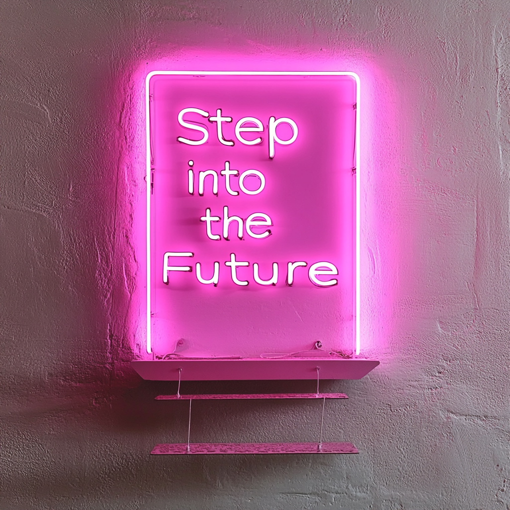 "Step into the Future" - Pink Neon Sign, 24 Inches