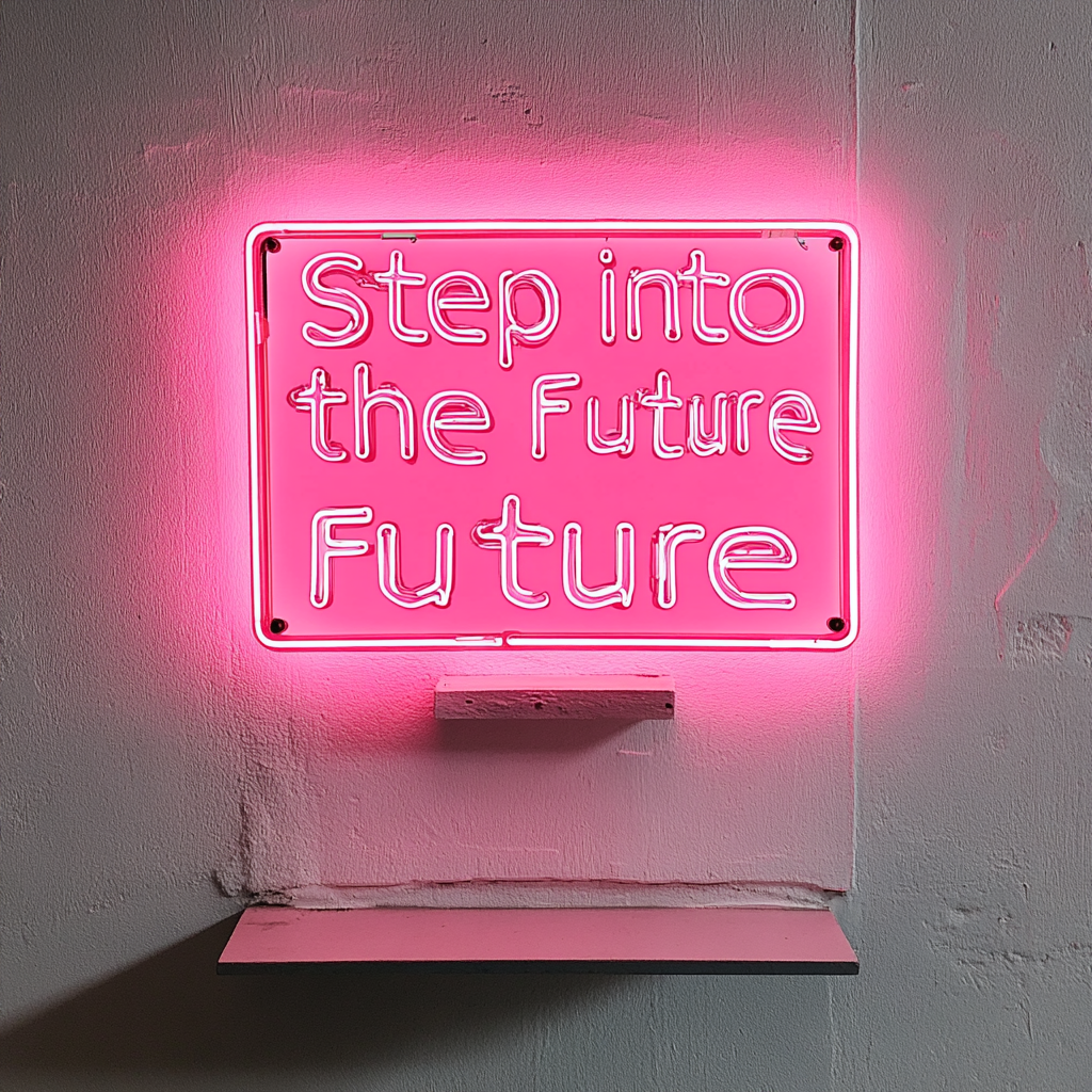 "Step into the Future" - Pink Neon Sign, 24 Inches
