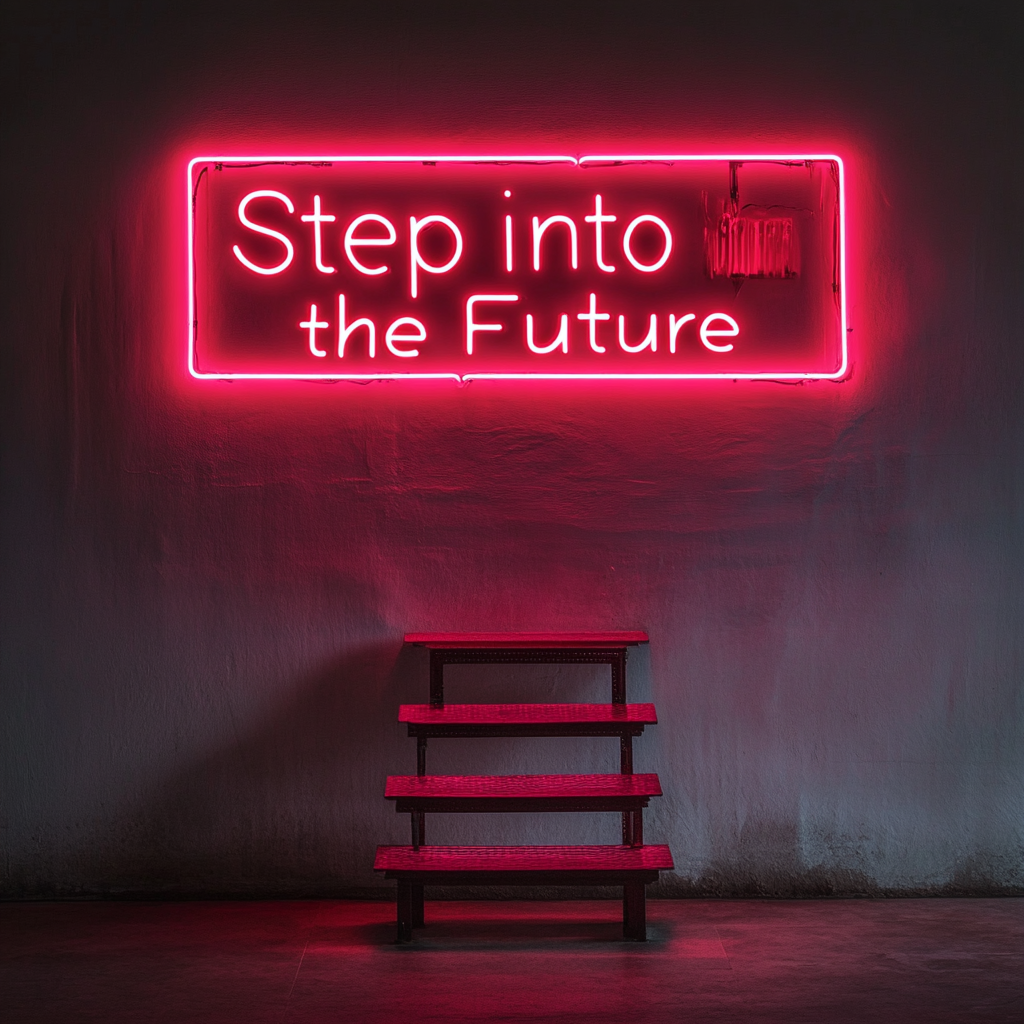"Step into the Future" - Red Neon Sign, 24 Inches