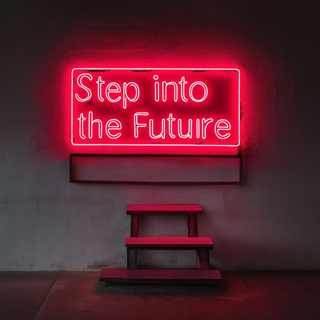 "Step into the Future" - Red Neon Sign, 24 Inches