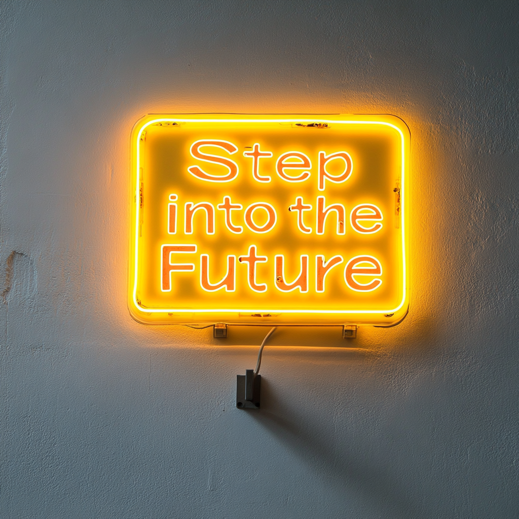 "Step into the Future" - Yellow Neon Sign, 24 Inches