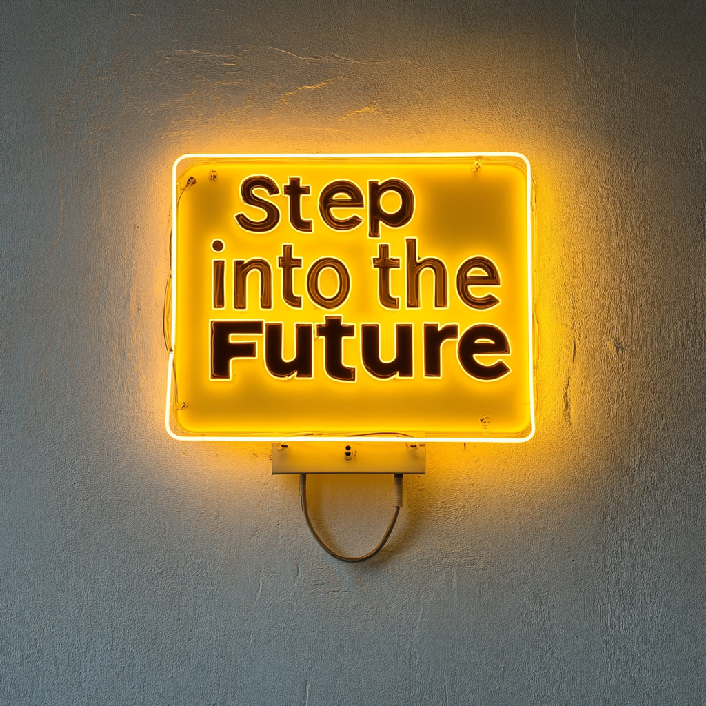 "Step into the Future" - Yellow Neon Sign, 24 Inches