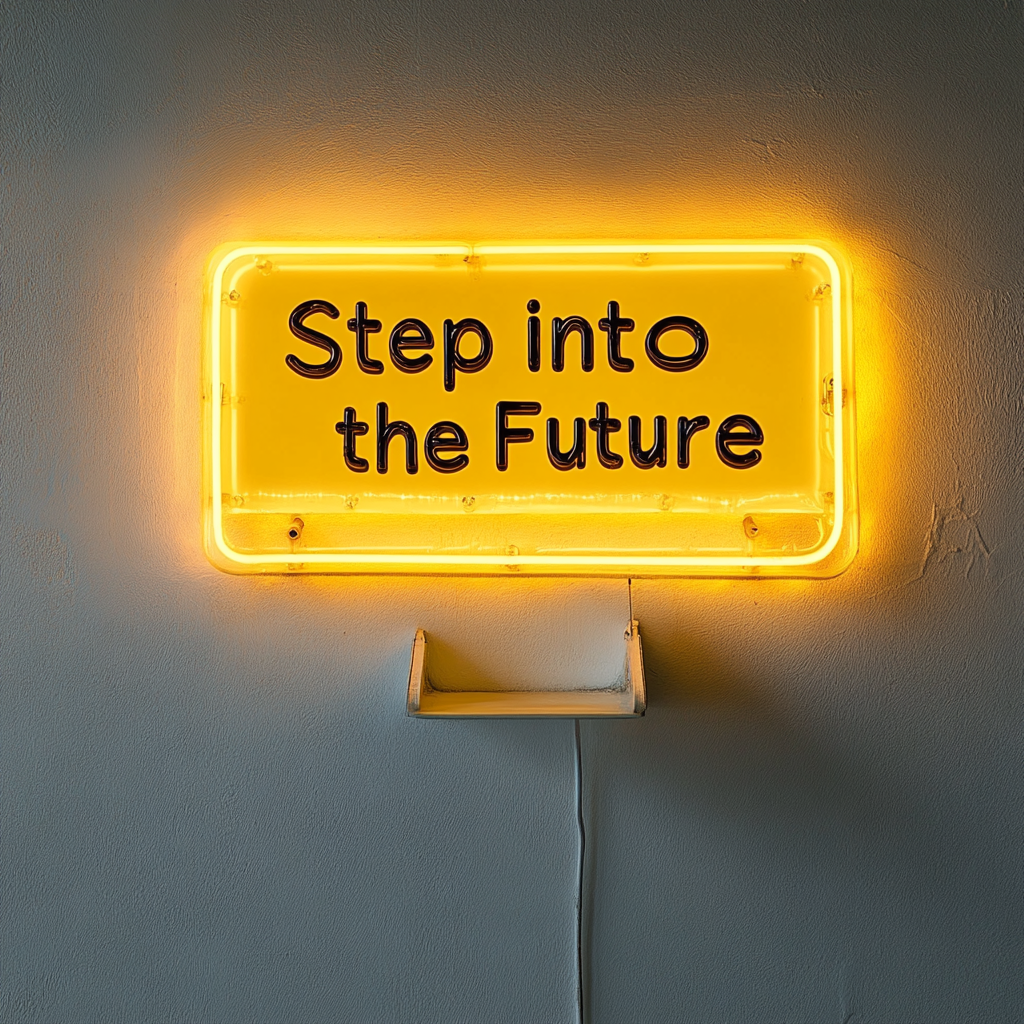 "Step into the Future" - Yellow Neon Sign, 24 Inches