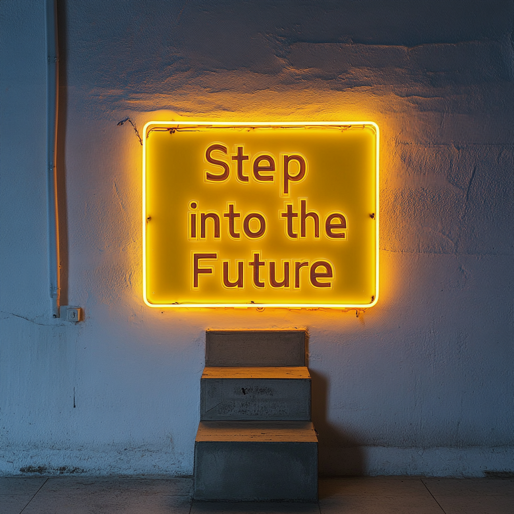 "Step into the Future" - Yellow Neon Sign, 24 Inches