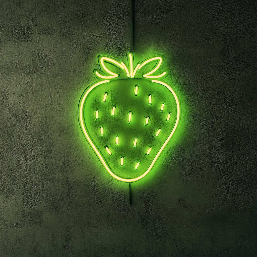 Strawberry - Green Neon Sign, 18 Inches