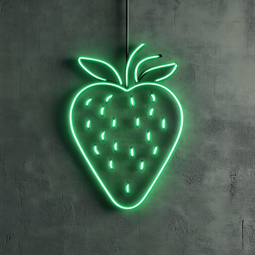 Strawberry - Green Neon Sign, 18 Inches