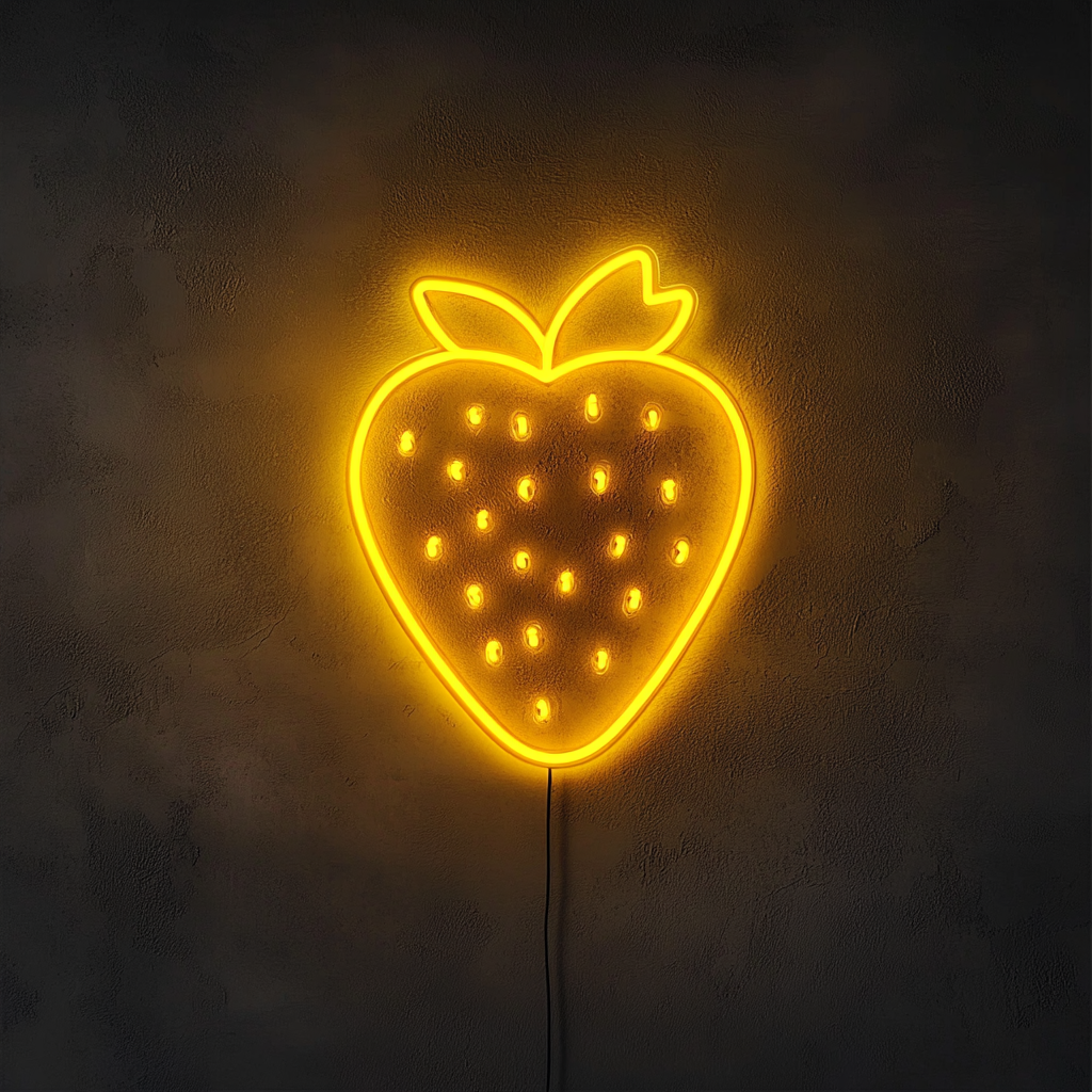 Strawberry - Yellow Neon Sign, 18 Inches