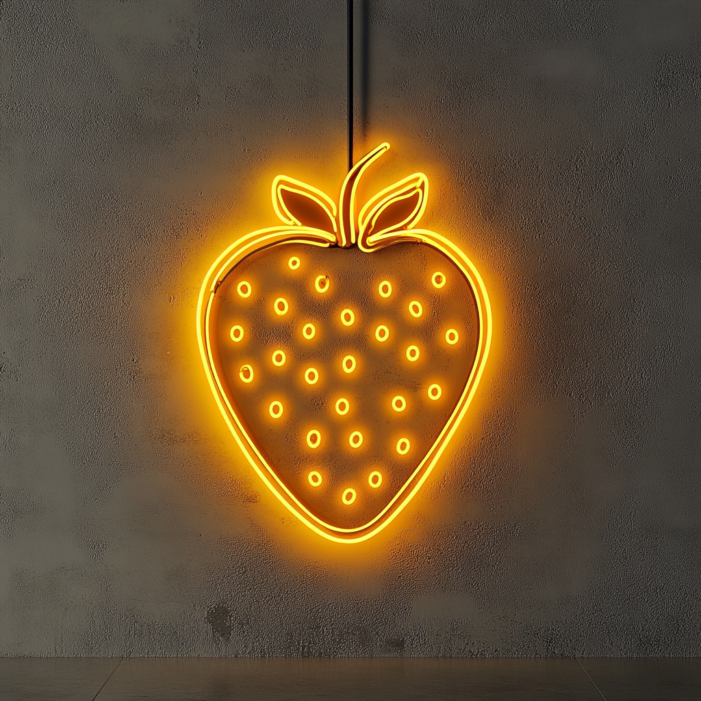 Strawberry - Yellow Neon Sign, 18 Inches