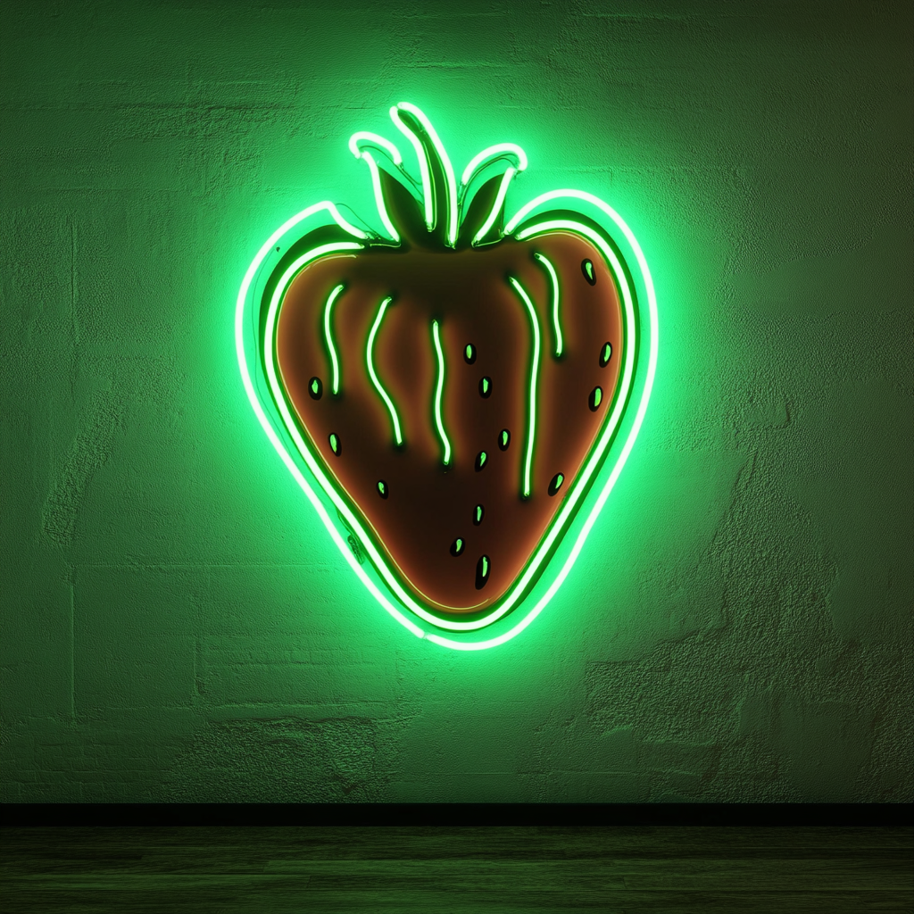 Strawberry with Chocolate Dip - Green Neon Sign, 18 Inches