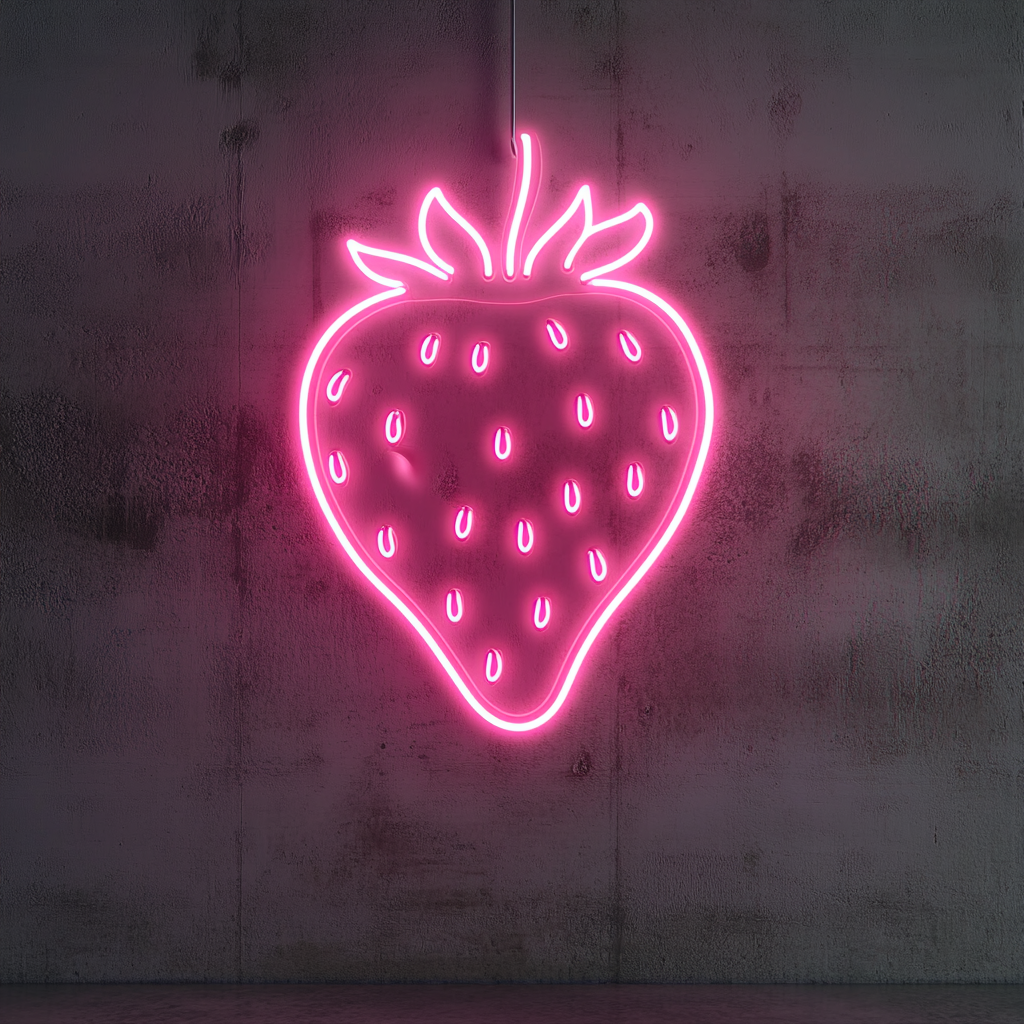 Strawberry with Chocolate Dip - Pink Neon Sign, 18 Inches