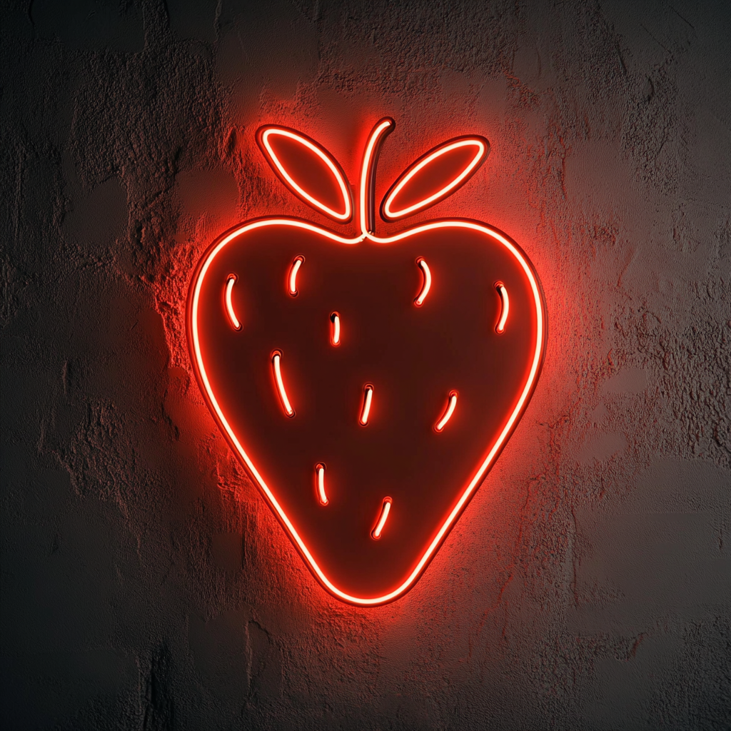 Strawberry with Chocolate Dip - Red Neon Sign, 18 Inches