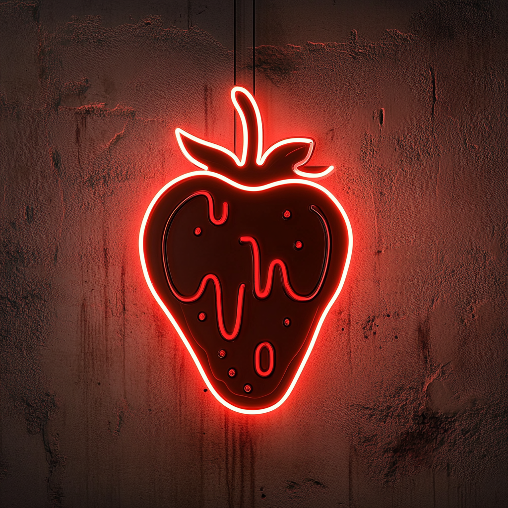 Strawberry with Chocolate Dip - Red Neon Sign, 18 Inches