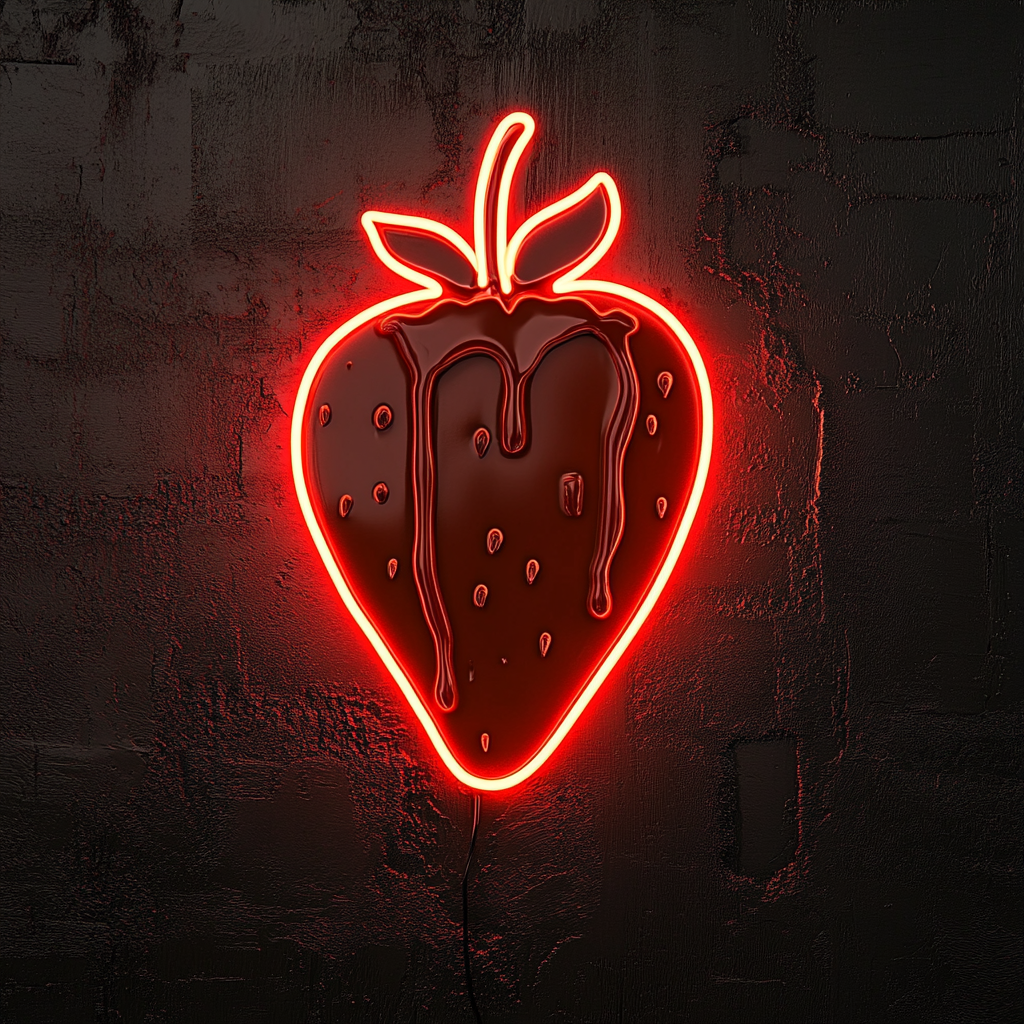 Strawberry with Chocolate Dip - Red Neon Sign, 24 Inches