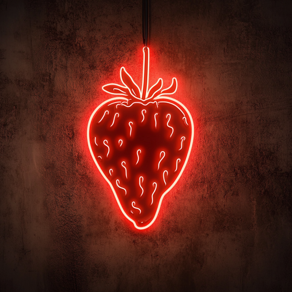 Strawberry with Chocolate Dip - Red Neon Sign, 18 Inches