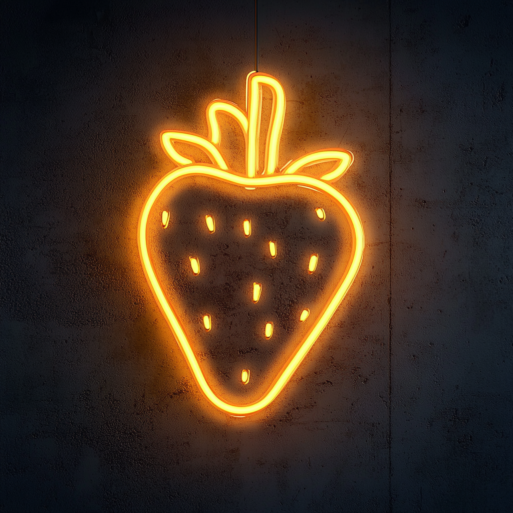 Strawberry with Chocolate Dip - Yellow Neon Sign, 24 Inches