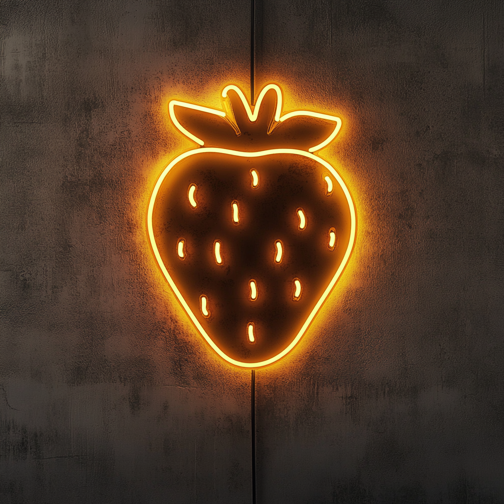 Strawberry with Chocolate Dip - Yellow Neon Sign, 24 Inches