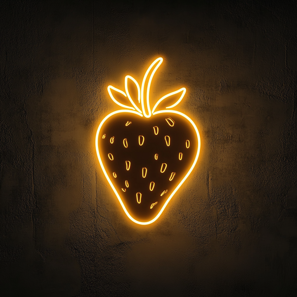 Strawberry with Chocolate Dip - Yellow Neon Sign, 24 Inches