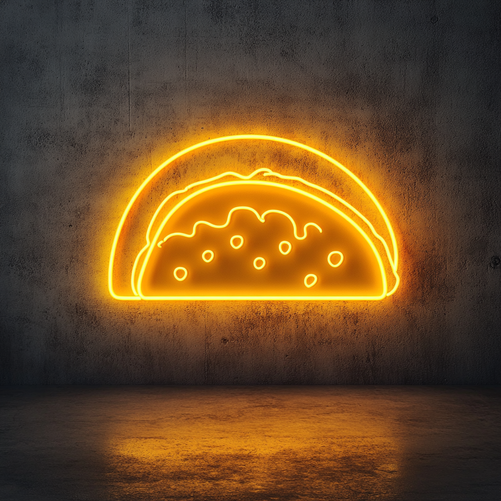 Street Taco Stand - Yellow Neon Sign, 18 Inches