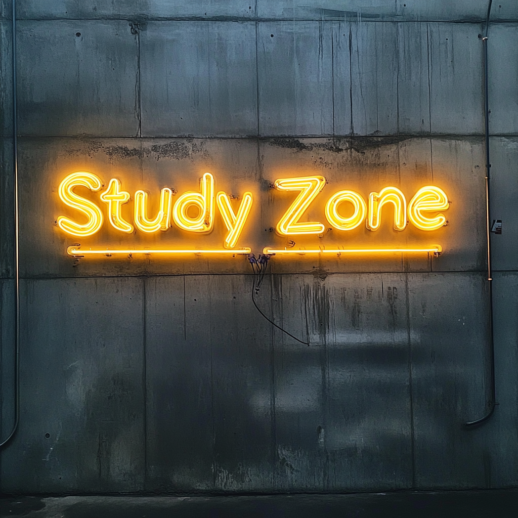 Study Zone - Yellow Neon Sign, 24 Inches