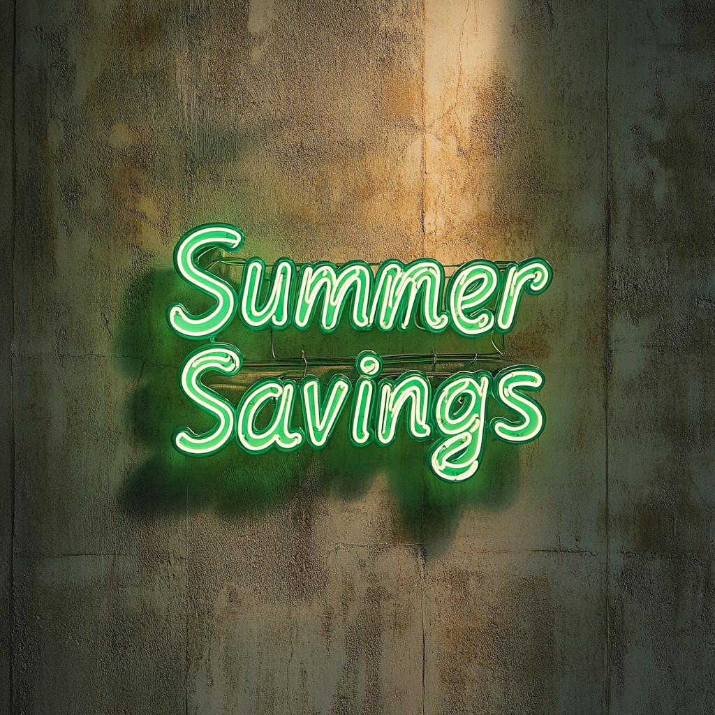 "Summer Savings" - Green Neon Sign, 24 Inches