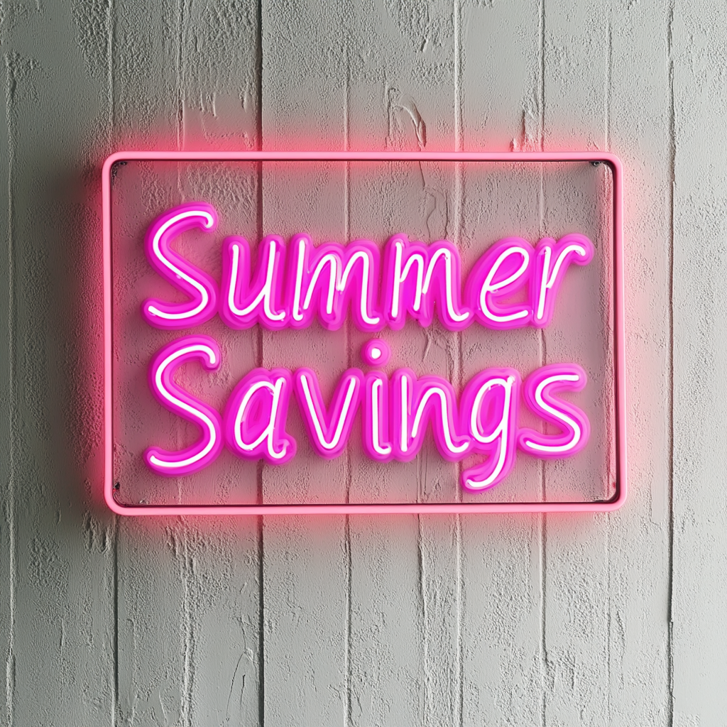 "Summer Savings" - Pink Neon Sign, 24 Inches