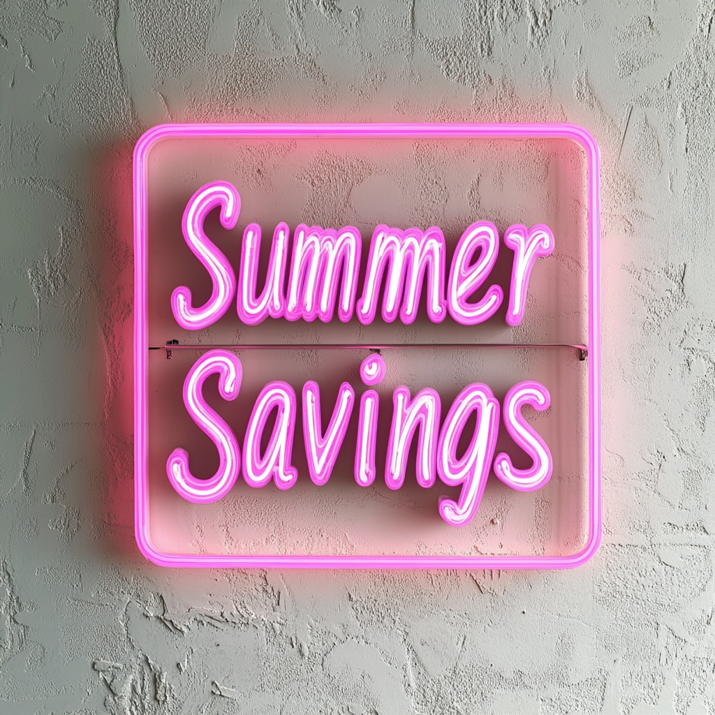 "Summer Savings" - Pink Neon Sign, 24 Inches