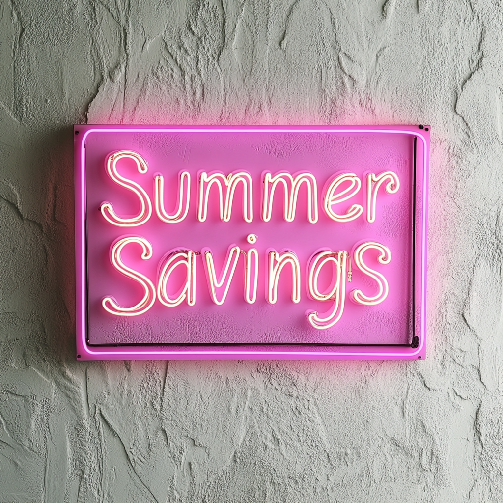 "Summer Savings" - Pink Neon Sign, 24 Inches