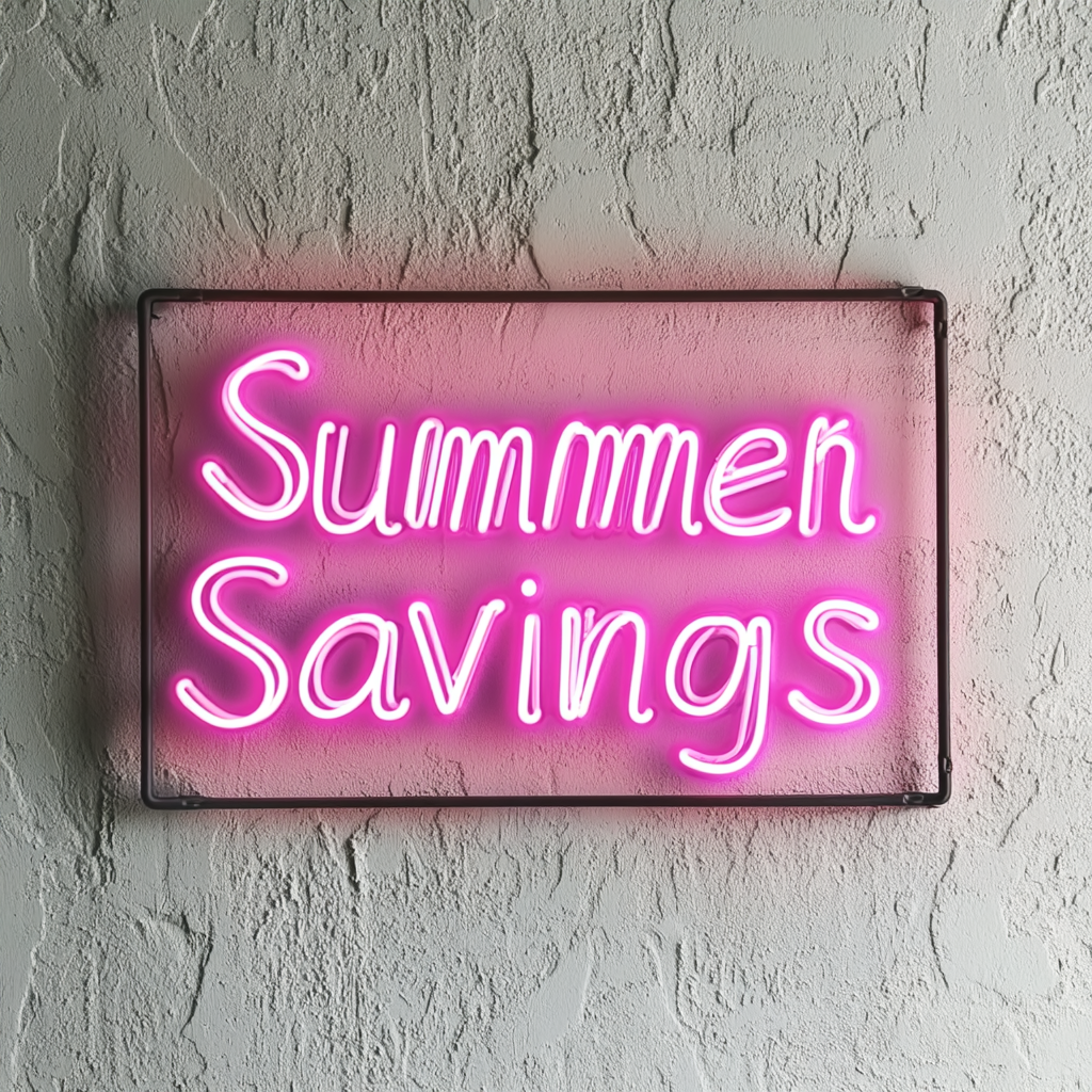 "Summer Savings" - Pink Neon Sign, 24 Inches
