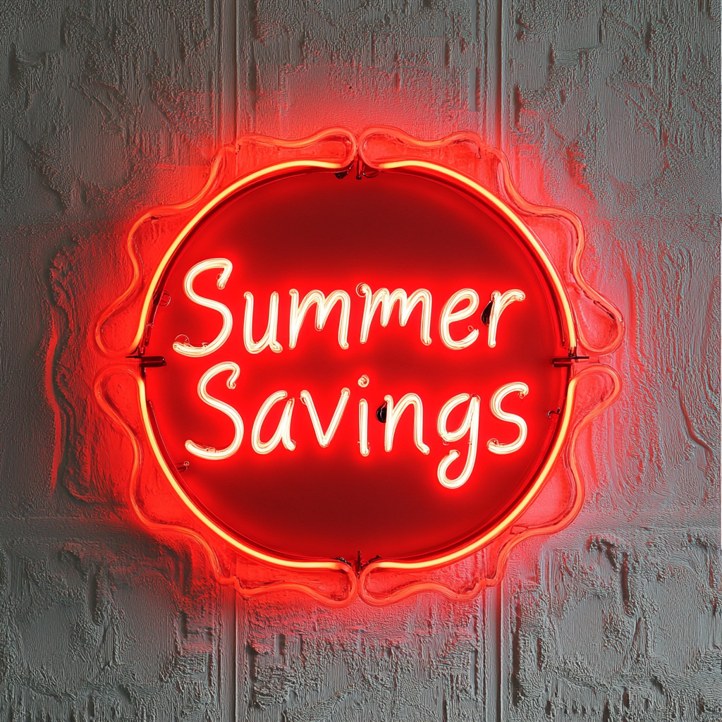 "Summer Savings" - Red Neon Sign, 24 Inches