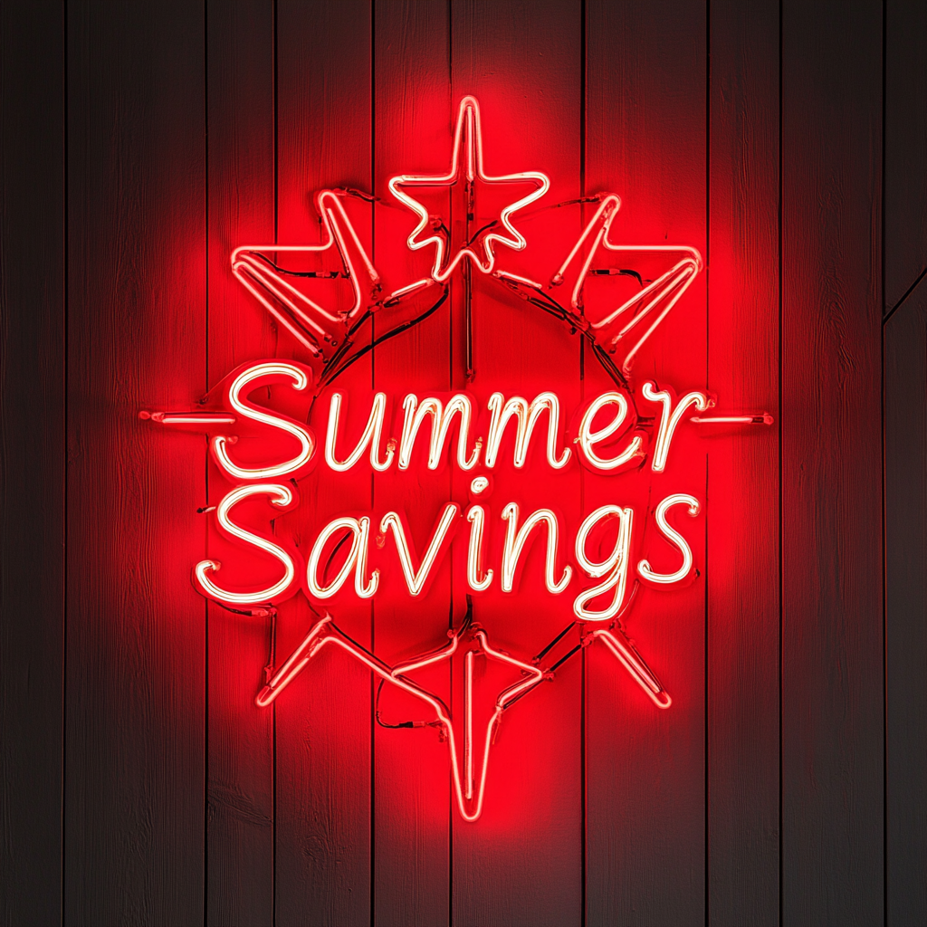 "Summer Savings" - Red Neon Sign, 24 Inches