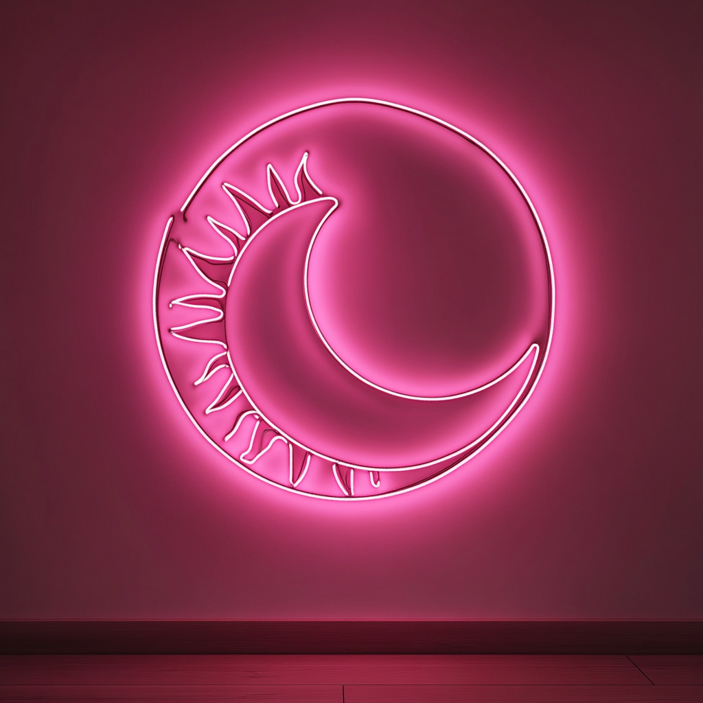 Sun and Moon - Pink Neon Sign, 24 Inches