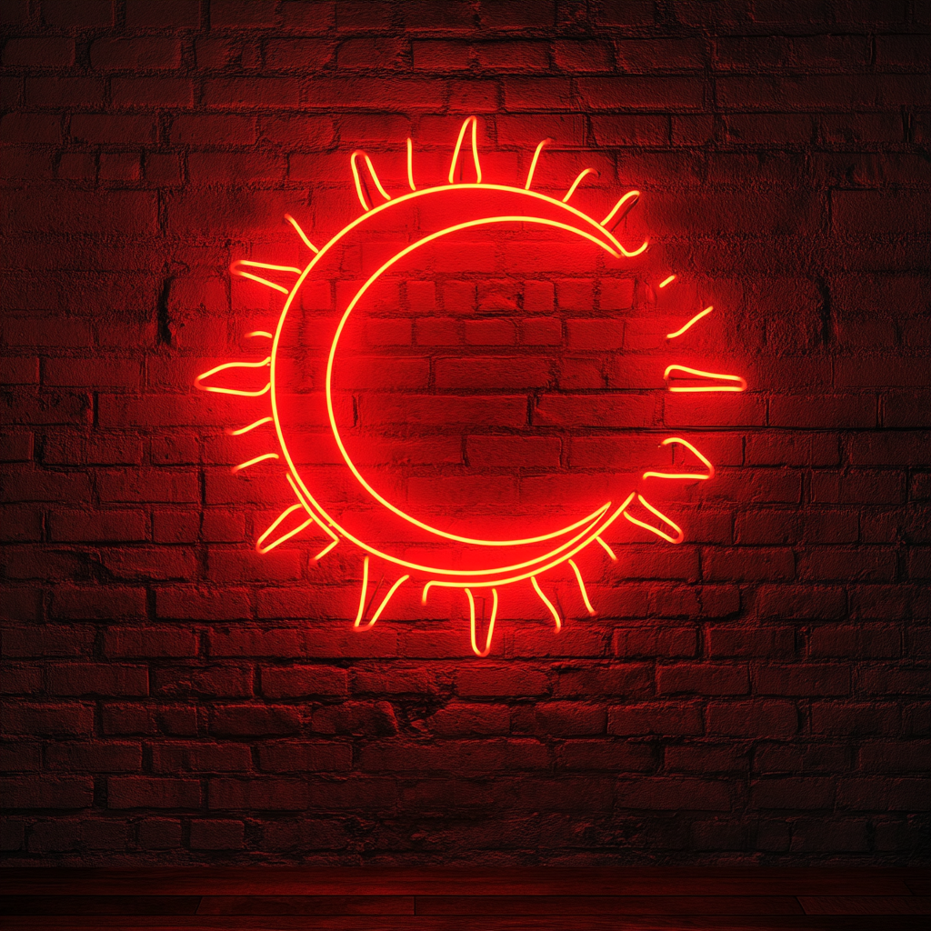 Sun and Moon - Red Neon Sign, 24 Inches