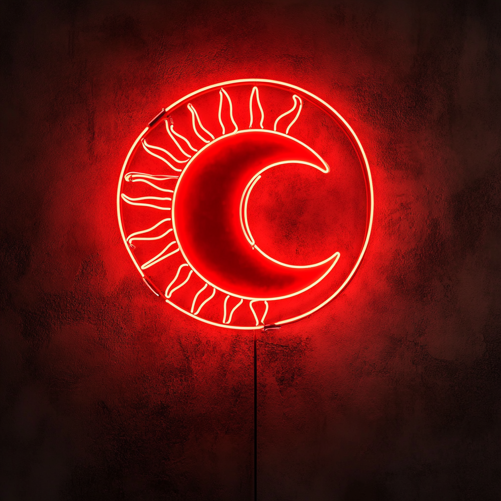 Sun and Moon - Red Neon Sign, 18 Inches