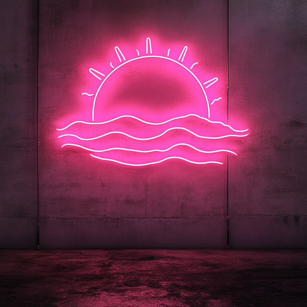 Sun and Sea - Pink Neon Sign, 18 Inches