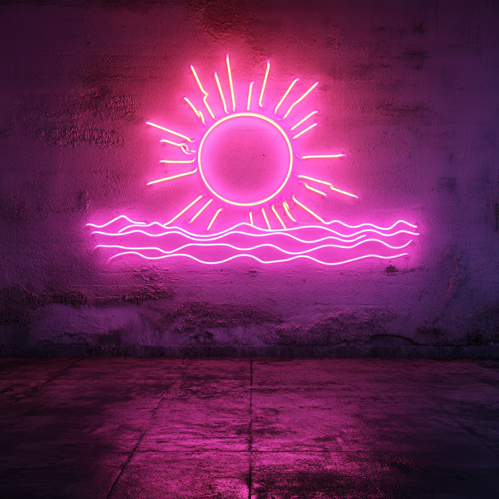 Sun and Sea - Pink Neon Sign, 18 Inches